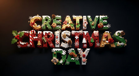 Merry Christmas and Happy New Year greeting card. 3D renderingの素材