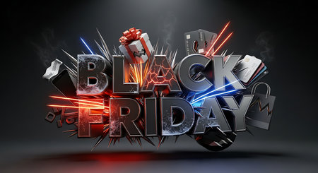 Black friday sale 3d illustration, black friday sale backgroundの素材