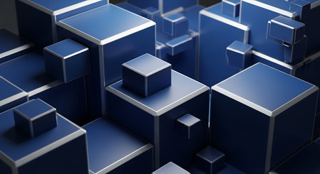 Abstract 3d rendering of blue cubes. Futuristic background with cubes.の素材
