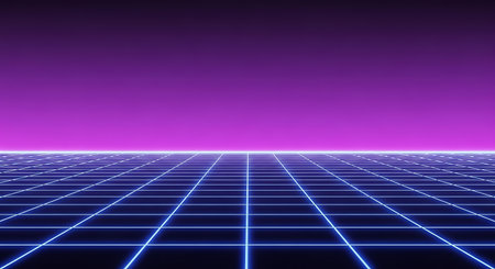Futuristic abstract background with neon grid. 3d rendering.の素材