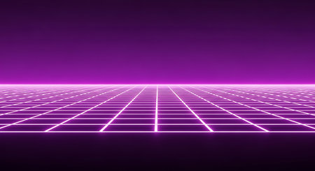 Futuristic abstract background with purple grid. 3d rendering.の素材