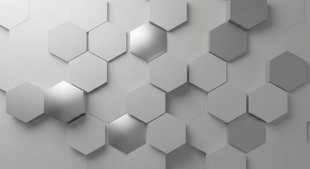 Abstract 3d rendering of hexagons. Modern background design with hexagons.の素材