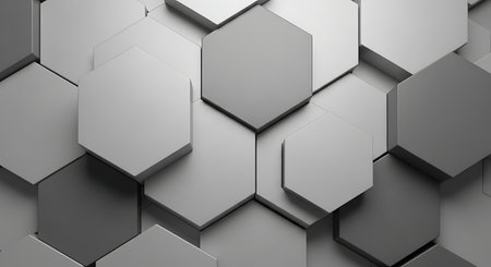 Abstract 3d rendering of hexagons background. Reflective surface pattern.の素材