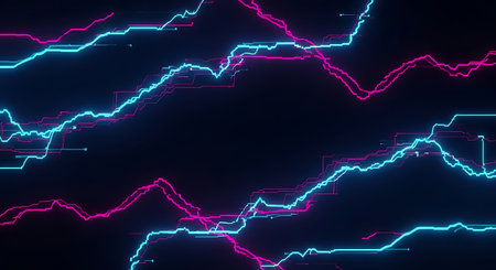 Neon lightning background. 3d rendering, 3d illustration.の素材