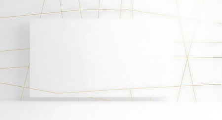 Minimalistic white background with golden lines. 3d rendering mock upの素材