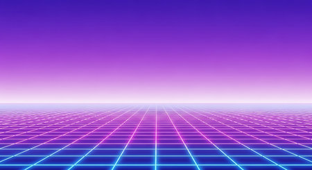 abstract background with purple grid and blue light - 3d illustrationの素材