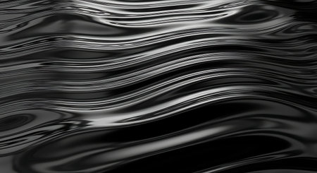 Abstract background of rippled black fabric. 3d rendering, 3d illustration.の素材