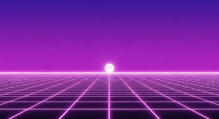 Retro futuristic background. 80s style. 80s Retro Sci-Fi Background. 3d Renderingの素材