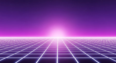 Futuristic technology background with glowing grid and rays. 3d renderingの素材