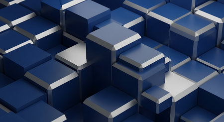 Abstract 3d rendering of blue cubes background. Creative Design Templates.の素材