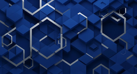Abstract 3d rendering of hexagons background. Creative concept for web banner, business presentation, branding, wallpaper.の素材
