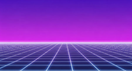 Abstract technology background with glowing lines and grid. 3D Renderingの素材