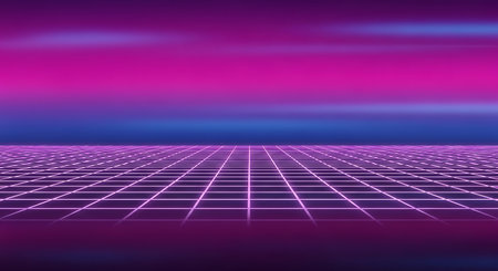 Abstract technology background with purple grid. 3D rendering. Virtual reality.の素材