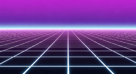 3d render, abstract background with grid and light, ultraviolet colorsの素材
