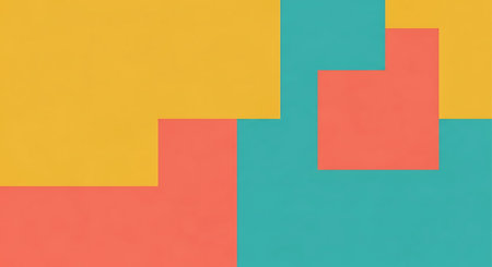 abstract background of geometric shapes in yellow, orange and green colorsの素材