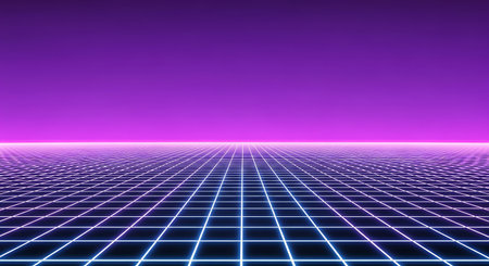 3d render of a futuristic background with a grid and neon lightsの素材