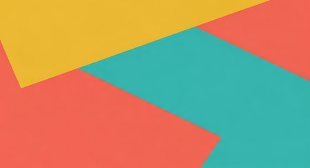 Color papers geometry flat composition background with red, yellow and blue tonesの素材