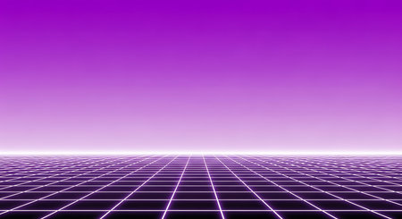 Purple background with grid. 3d rendering, 3d illustration.の素材