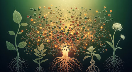 Abstract science background with plant and roots. Vector illustration for your designの素材