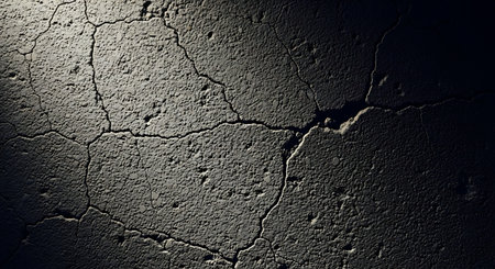 Cracks on the concrete wall. Abstract background and texture for design.の素材