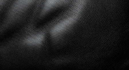 Black leather texture background. Close up of black leather texture background.の素材