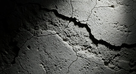 Cracked concrete wall background. Black and white. Abstract background.の素材