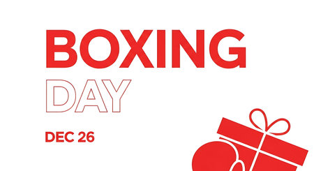 Boxing Day. Red gift box with ribbon and bow. Vector illustration.の素材