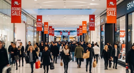 People visit Garibaldi shopping mall in Milan. Garibaldi is a large shopping mall in Milan, Italyの素材
