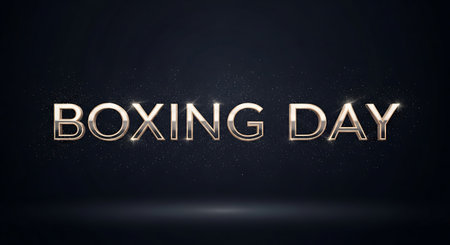 Boxing Day. Gold text on dark background. Vector illustration.の素材