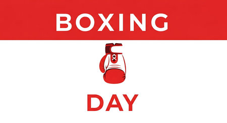 Boxing Day. Red boxing gloves on a white background. Vector illustrationの素材