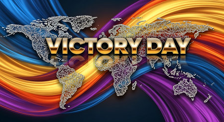 Worldography Day background with world map and waves. Vector illustration.の素材