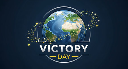 Vector illustration of World VICTORY DAY. Elements of this image furnished by NASAの素材