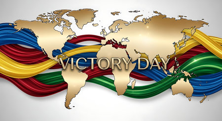 Vector Illustration of Victory Day Background with Flag of Venezuela and USAの素材