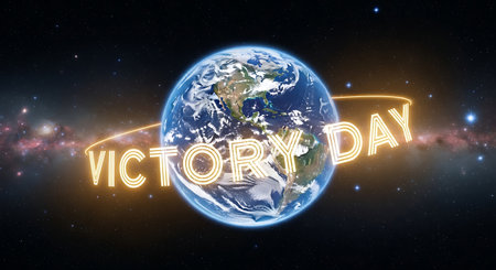 Handwriting text writing Victory Day. Conceptual photo Victory Day Commemorating the Great Victory Day Elements of this image furnished by NASAの素材