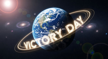 Globe with the word VICTORY in the center of the earth.の素材