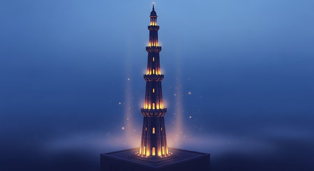 Ramadan Kareem background with mosque minaret. Vector illustration.の素材