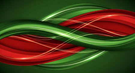 Abstract background with red and green waves. Vector illustration for your designの素材