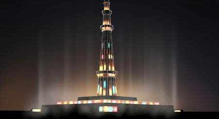 3d rendering of the illuminated Monument to the Great Patriotic Warの素材