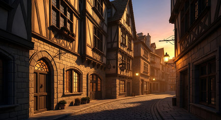 Street in Petite France, Strasbourg, Alsace, Franceの素材