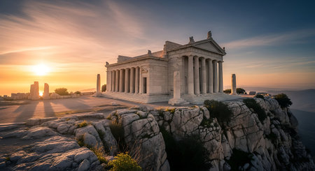 Temple of Hephaestus at sunset, Athens, Greeceの素材