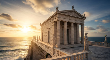 Panoramic view of the Temple of Hephaestus at sunset, Greeceの素材