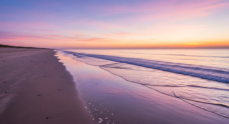 Beautiful sunset on the beach in summer season. Long exposure.の素材