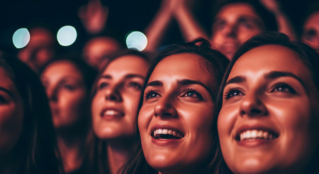 Group of happy young people looking at the camera in a nightclub.の素材