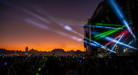 Crowds of people at the concert in Barcelona, Spain.の素材