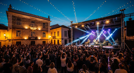 People gather in Milano to watch the live concert of the famous Italian singer Michelangelo in Milan.の素材