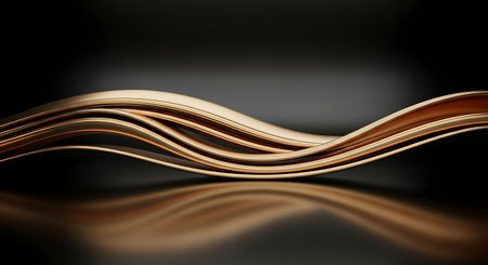 Abstract gold wavy background, 3d render, computer generated imageの素材