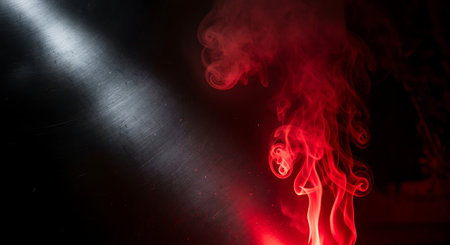 Red smoke on a black background. Abstract background for your design.の素材