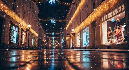 Christmas and New Year holidays illumination in old town of Vilnius, Lithuania.の素材