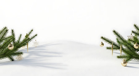 3d rendering of christmas tree with snow isolated on white backgroundの素材