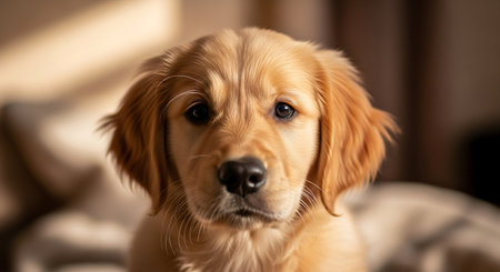 Cute Golden Retriever Puppy Looking at the Camera.の素材